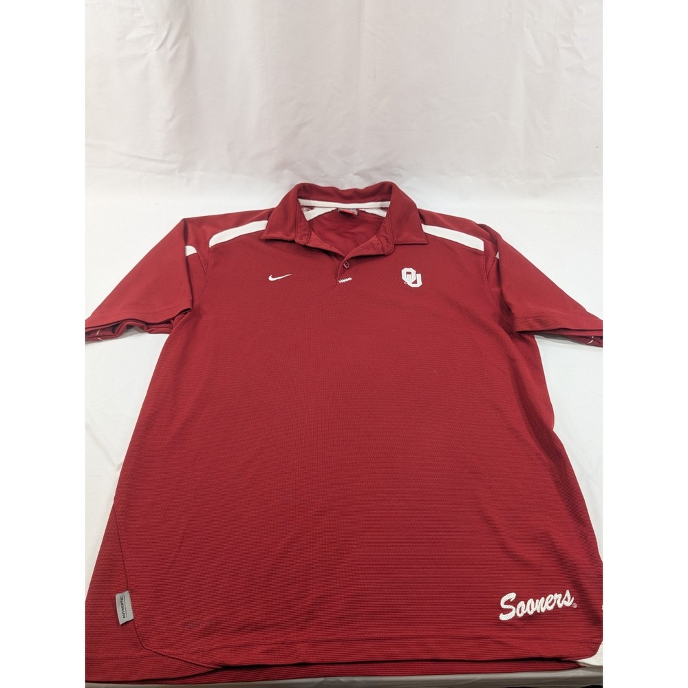 Oklahoma Sooners Polo Shirt Mens Large Red Vintage‎ Nike Team NCAA Football